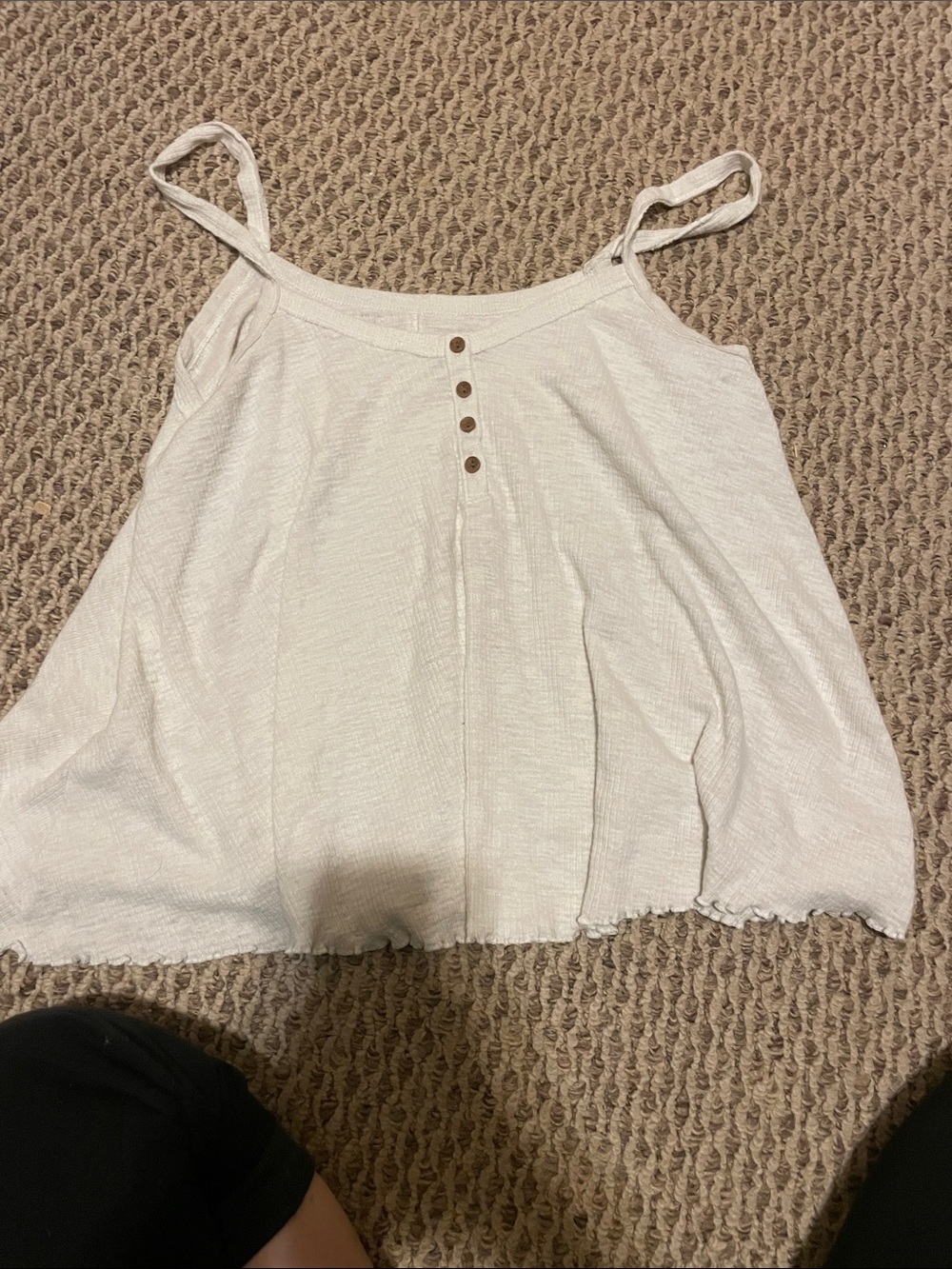 American Eagle Outfitters Cream Button-Front Spaghetti Strap Cami